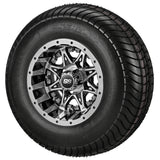 205/65-10 4Ply LSI Elite Tires on Black/Machined Revenge Golf Cart Wheels with Color Inserts