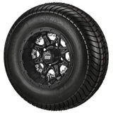 205/65-10 4Ply LSI Elite Tires on Matte Black Revenge Golf Cart Wheels with Color Inserts