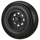205/65-10 4Ply LSI Elite Tires on Matte Black Revenge Golf Cart Wheels with Color Inserts