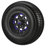 205/65-10 4Ply LSI Elite Tires on Matte Black Revenge Golf Cart Wheels with Color Inserts