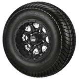 205/65-10 4Ply LSI Elite Tires on Matte Black Revenge Golf Cart Wheels with Color Inserts