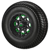205/65-10 4Ply LSI Elite Tires on Matte Black Revenge Golf Cart Wheels with Color Inserts