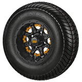 205/65-10 4Ply LSI Elite Tires on Matte Black Revenge Golf Cart Wheels with Color Inserts