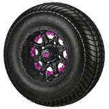 205/65-10 4Ply LSI Elite Tires on Matte Black Revenge Golf Cart Wheels with Color Inserts