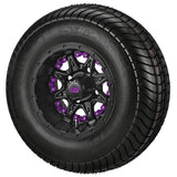 205/65-10 4Ply LSI Elite Tires on Matte Black Revenge Golf Cart Wheels with Color Inserts