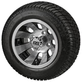 205/50-10 LSI Elite Tires on Black/Machined Gunslinger Golf Cart Wheels
