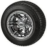 205/50-10 LSI Elite Tires on Mirror Yukon Golf Cart Wheels