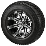 205/50-10 LSI Elite Tires on Black/Machined Casino Golf Cart Wheels