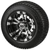 205/50-10 LSI Elite Tires on Black/Machined Warlock Golf Cart Wheels