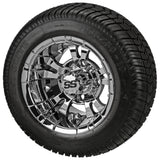 205/50-10 LSI Elite Tires on Mirror Warlock Golf Cart Wheels