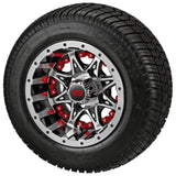 205/50-10 LSI Elite Tires on Black/Machined Revenge Golf Cart Wheels with Color Inserts