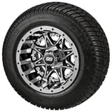 205/50-10 LSI Elite Tires on Black/Machined Revenge Golf Cart Wheels with Color Inserts