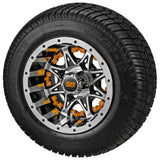 205/50-10 LSI Elite Tires on Black/Machined Revenge Golf Cart Wheels with Color Inserts