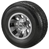 205/65R10 LSI Elite Radial Tires on Black/Machined Gunslinger Golf Cart Wheels
