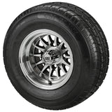 205/65R10 LSI Elite Radial Tires on Black/Machined 14-Spoke Golf Cart Wheels