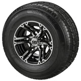 205/65R10 LSI Elite Radial Tires on Black/Machined Yukon Golf Cart Wheels