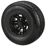205/65R10 LSI Elite Radial Tires on Matte Black Yukon Golf Cart Wheels