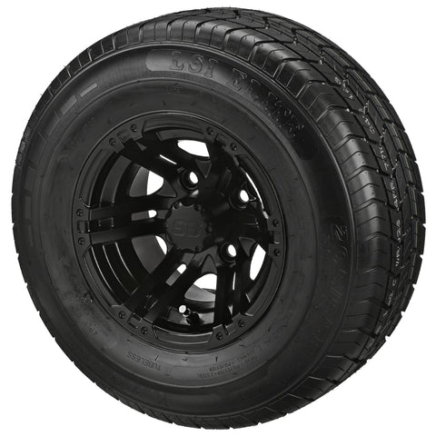 205/65R10 LSI Elite Radial Tires on Matte Black Yukon Golf Cart Wheels