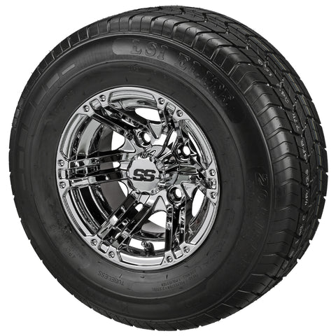 205/65R10 LSI Elite Radial Tires on Mirror Yukon Golf Cart Wheels