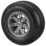 205/65R10 LSI Elite Radial Tires on Gun Metal Gray/Machined Casino Golf Cart Wheels