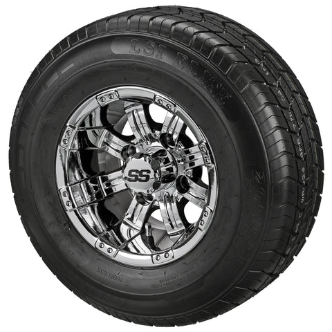 205/65R10 LSI Elite Radial Tires on Mirror Casino Golf Cart Wheels