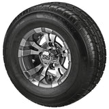 205/65R10 LSI Elite Radial Tires on Gun Metal Gray/Machined Warlock Golf Cart Wheels
