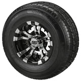 205/65R10 LSI Elite Radial Tires on Black/Machined Warlock Golf Cart Wheels