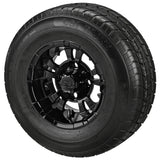 205/65-10 4Ply LSI Elite Tires on Gloss Black Warlock Golf Cart Wheels