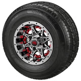 205/65R10 LSI Elite Radial Tires on Black/Machined Revenge Golf Cart Wheels with Color Inserts