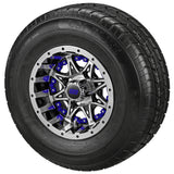 205/65R10 LSI Elite Radial Tires on Black/Machined Revenge Golf Cart Wheels with Color Inserts
