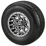 205/65R10 LSI Elite Radial Tires on Black/Machined Revenge Golf Cart Wheels with Color Inserts
