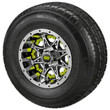 205/65R10 LSI Elite Radial Tires on Black/Machined Revenge Golf Cart Wheels with Color Inserts
