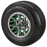 205/65R10 LSI Elite Radial Tires on Black/Machined Revenge Golf Cart Wheels with Color Inserts