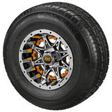 205/65R10 LSI Elite Radial Tires on Black/Machined Revenge Golf Cart Wheels with Color Inserts