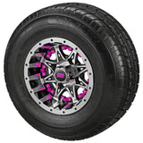 205/65R10 LSI Elite Radial Tires on Black/Machined Revenge Golf Cart Wheels with Color Inserts