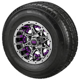 205/65R10 LSI Elite Radial Tires on Black/Machined Revenge Golf Cart Wheels with Color Inserts
