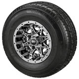 205/65R10 LSI Elite Radial Tires on Black/Machined Revenge Golf Cart Wheels with Color Inserts