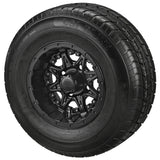 205/65R10 LSI Elite Radial Tires on Matte Black Revenge Golf Cart Wheels with Color Inserts