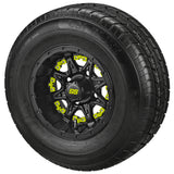 205/65R10 LSI Elite Radial Tires on Matte Black Revenge Golf Cart Wheels with Color Inserts