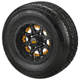 205/65R10 LSI Elite Radial Tires on Matte Black Revenge Golf Cart Wheels with Color Inserts