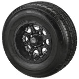205/65R10 LSI Elite Radial Tires on Matte Black Revenge Golf Cart Wheels with Color Inserts