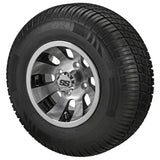 205/65R10 Deli Radial Tires on Black/Machined Gunslinger Golf Cart Wheels