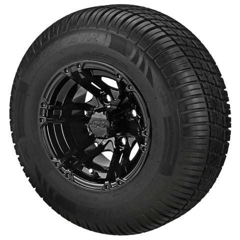 205/65R10 Deli Radial Tires on Gloss Black Yukon Golf Cart Wheels