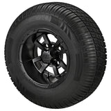 205/65R10 Deli Radial Tires on Matte Black Maltese Cross Golf Cart Wheels