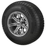 205/65R10 Deli Radial Tires on Gun Metal Gray/Machined Casino Golf Cart Wheels