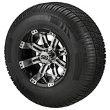 205/65R10 Deli Radial Tires on Black/Machined Casino Golf Cart Wheels