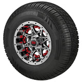 205/65R10 Deli Radial Tires on Black/Machined Revenge Golf Cart Wheels with Color Inserts