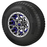 205/65R10 Deli Radial Tires on Black/Machined Revenge Golf Cart Wheels with Color Inserts