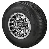 205/65R10 Deli Radial Tires on Black/Machined Revenge Golf Cart Wheels with Color Inserts