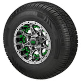 205/65R10 Deli Radial Tires on Black/Machined Revenge Golf Cart Wheels with Color Inserts